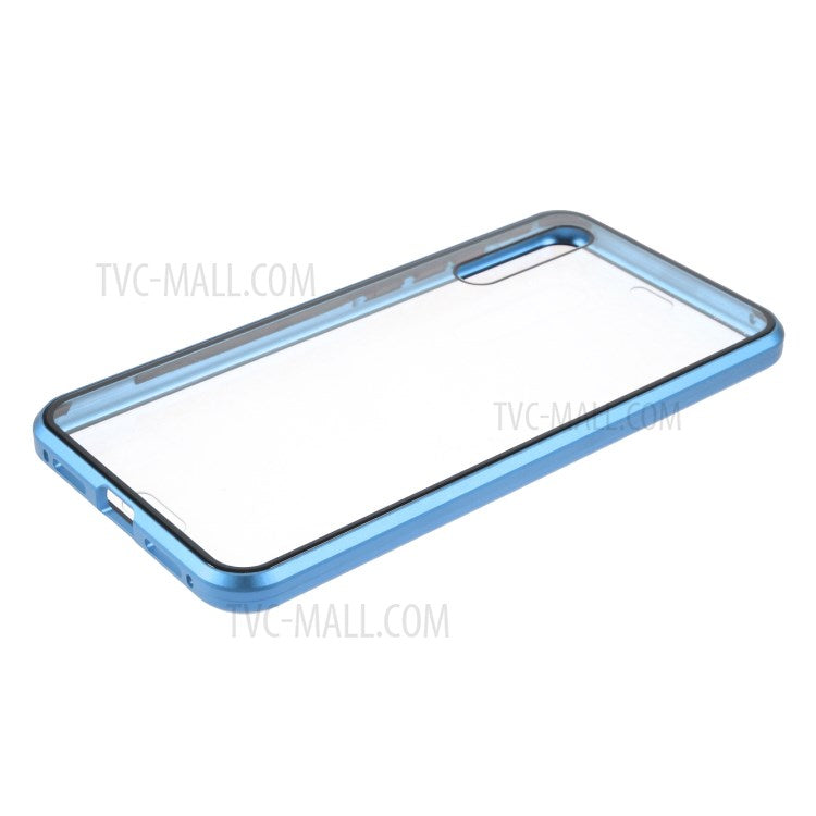 Magnetic Metal Frame Clear Double-Sided Tempered Glass Cover with Built-in Screen Protector for Huawei P20 Pro - Blue