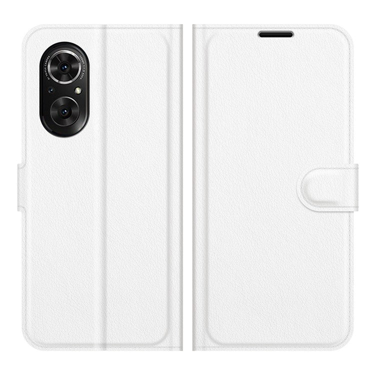 Litchi Skin Full Protective Leather Wallet Case Mobile Phone Stand Cover Huawei nova 9 SE/Honor 50 SE - White