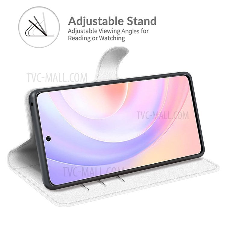 Litchi Skin Full Protective Leather Wallet Case Mobile Phone Stand Cover Huawei nova 9 SE/Honor 50 SE - White