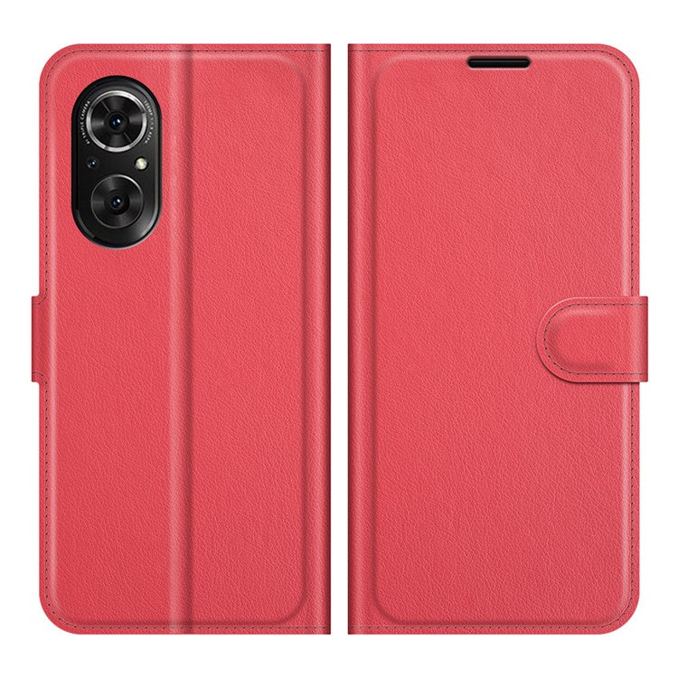 Litchi Skin Full Protective Leather Wallet Case Mobile Phone Stand Cover Huawei nova 9 SE/Honor 50 SE - Red