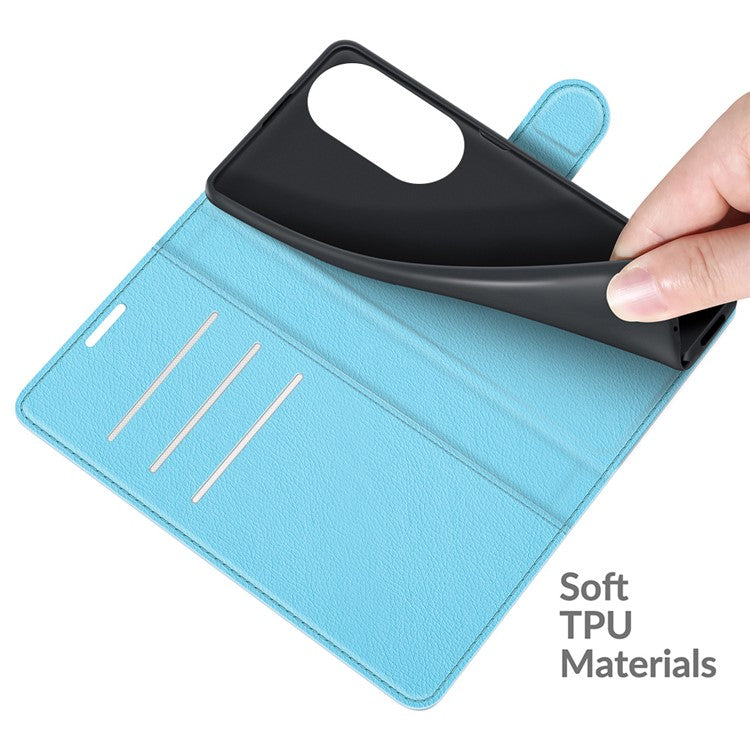 Litchi Skin Full Protective Leather Wallet Case Mobile Phone Stand Cover Huawei nova 9 SE/Honor 50 SE - Blue