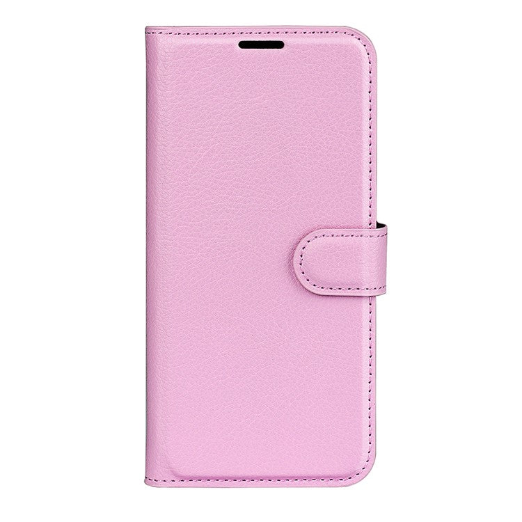Folio Flip Full Protective Litchi Skin Leather Wallet Phone Stand Case Cover for Honor 50 - Pink