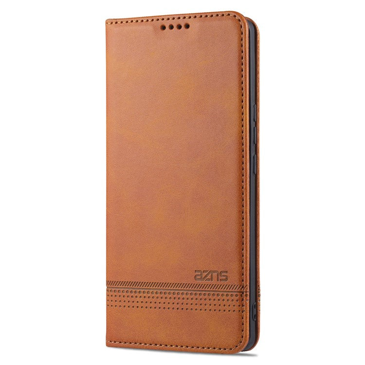 AZNS Wallet Case Flip Magnetic Shockproof Interior Protective Stand Cover for Honor 50 - Brown
