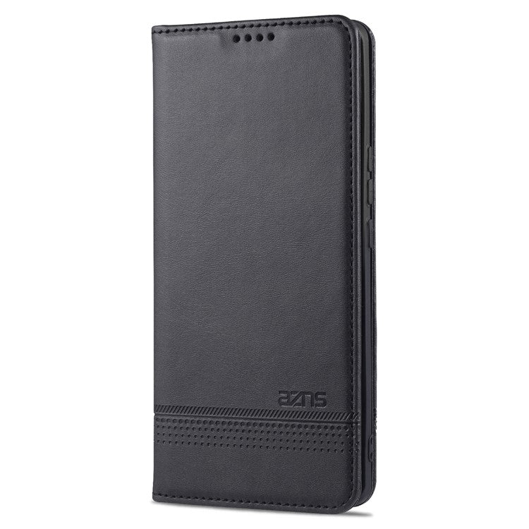 AZNS Wallet Case Flip Magnetic Shockproof Interior Protective Stand Cover for Honor 50 - Black