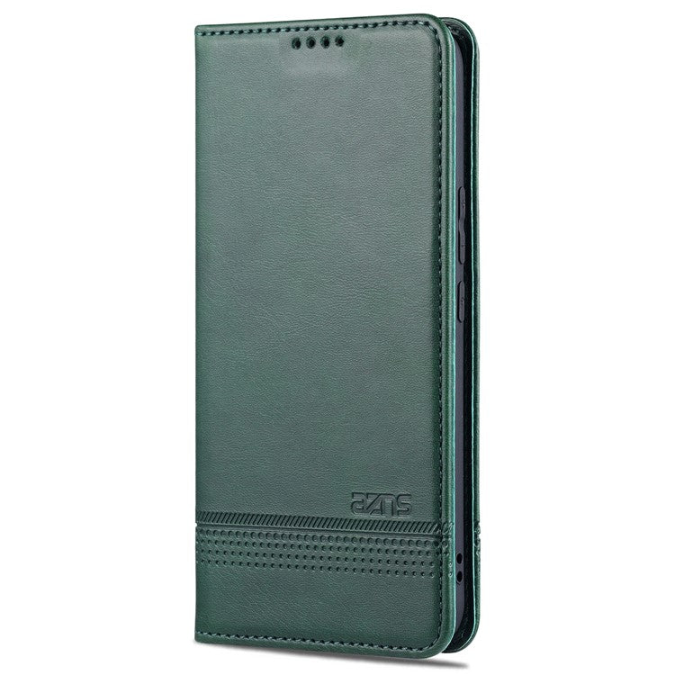 AZNS Wallet Case Flip Magnetic Shockproof Interior Protective Stand Cover for Honor 50 - Green
