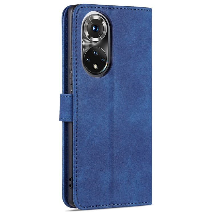 AZNS PU Leather Phone Shell Wallet Case with Stand for Honor 50 Pro / Huawei nova 9 Pro - Blue