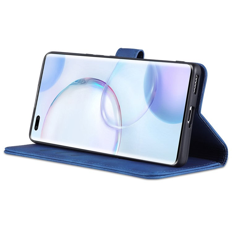 AZNS PU Leather Phone Shell Wallet Case with Stand for Honor 50 Pro / Huawei nova 9 Pro - Blue