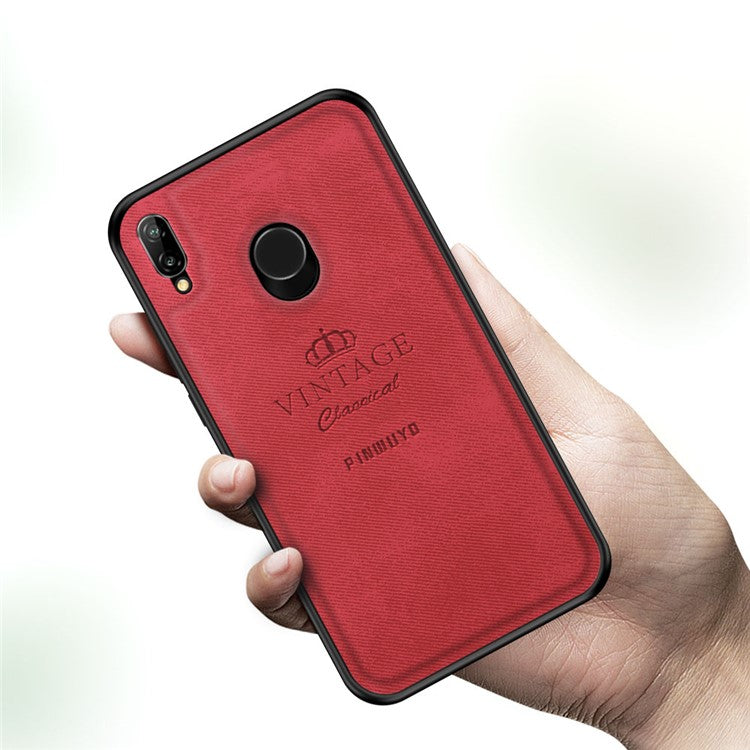 PINWUYO Honorable Series Slim Anti-Drop Protective Leather Coated PC + TPU Combo Case for Huawei P20 Lite (2018)/Nova 3e (China) - Red