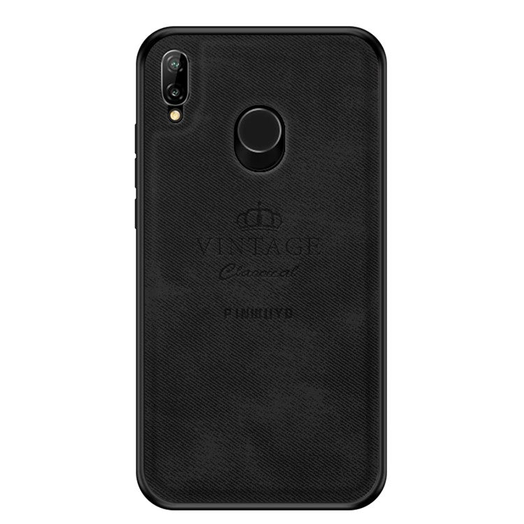 PINWUYO Honorable Series Slim Anti-Drop Protective Leather Coated PC + TPU Combo Case for Huawei P20 Lite (2018)/Nova 3e (China) - Black