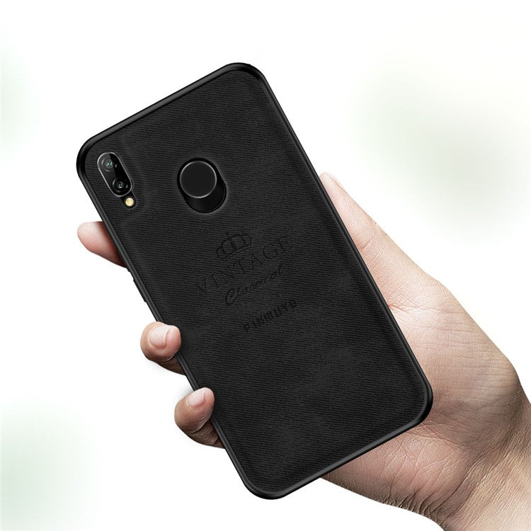 PINWUYO Honorable Series Slim Anti-Drop Protective Leather Coated PC + TPU Combo Case for Huawei P20 Lite (2018)/Nova 3e (China) - Black