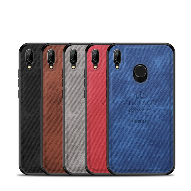 PINWUYO Honorable Series Slim Anti-Drop Protective Leather Coated PC + TPU Combo Case for Huawei P20 Lite (2018)/Nova 3e (China) - Black