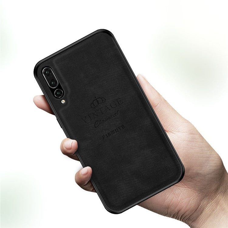 PINWUYO Heavy Duty TPU Edges Hard PC Back with PU Leather Rugged Shockproof Phone Case for Huawei P20 Pro - Black