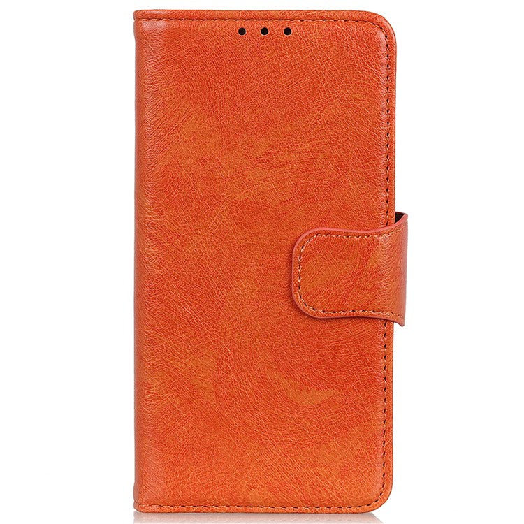 For Honor 50 Nappa Texture Split Leather Wallet Soft TPU Shockproof Protective Stand Flip Phone Case - Orange