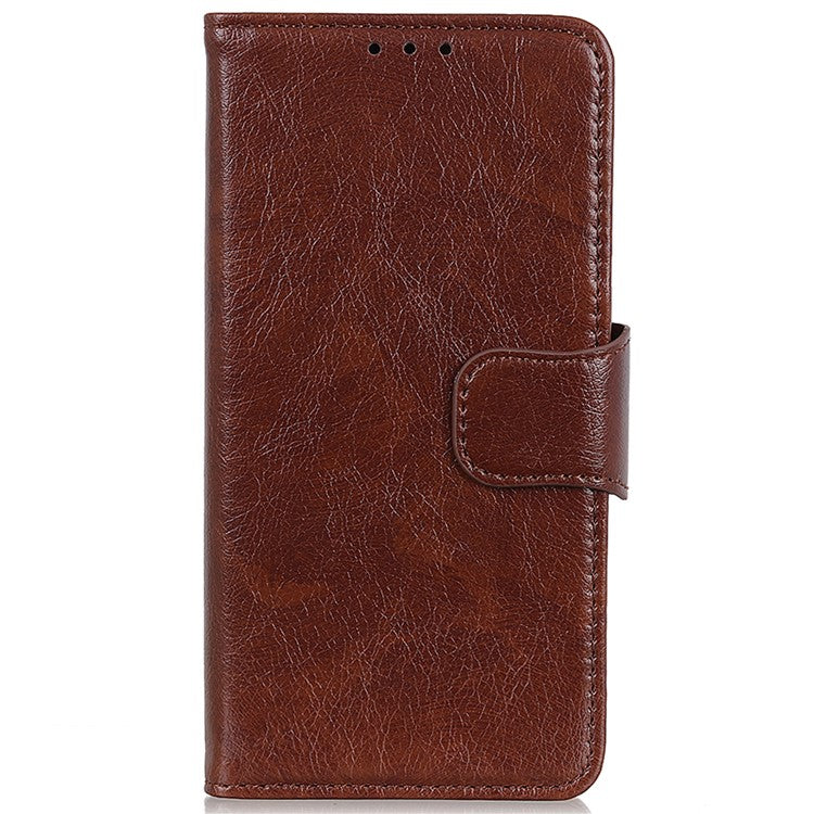 For Honor 50 Nappa Texture Split Leather Wallet Soft TPU Shockproof Protective Stand Flip Phone Case - Brown