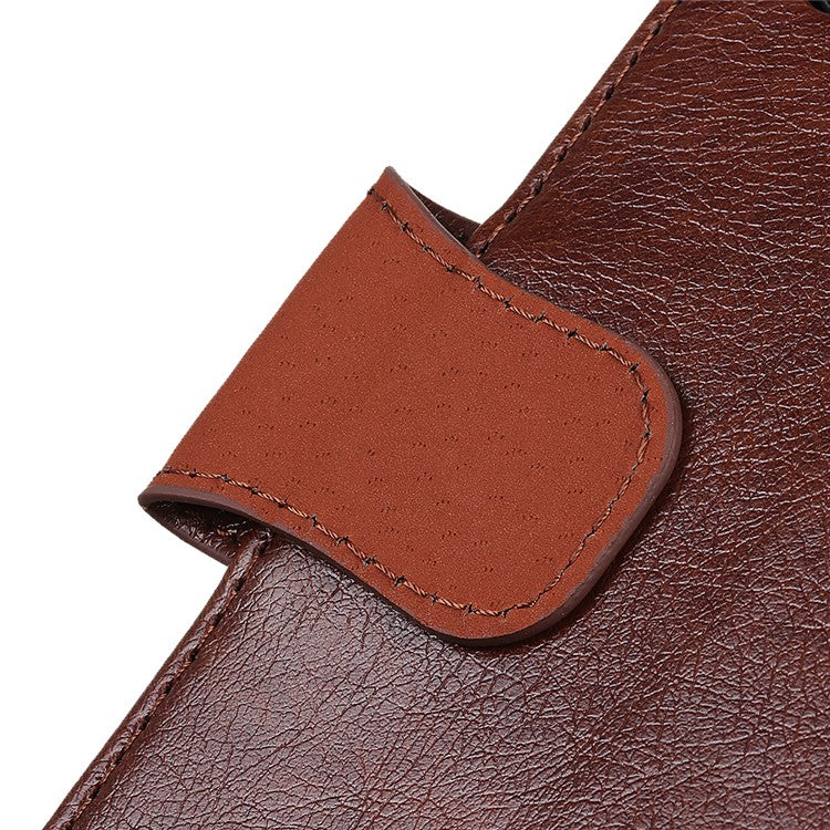 For Honor 50 Nappa Texture Split Leather Wallet Soft TPU Shockproof Protective Stand Flip Phone Case - Brown