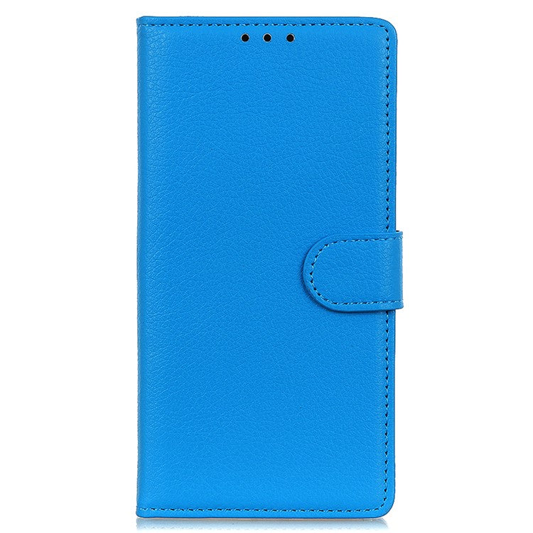 Litchi Texture Scratch Resistant Shock-absorption PU Leather Stand Wallet Phone Case Cover for Honor 50 - Blue
