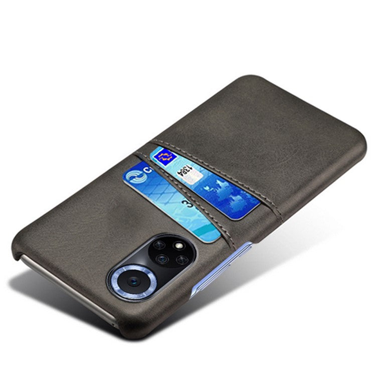 KSQ Quality PU Leather and Hard PC Phone Case Phone Cover with Dual Card Slots for Huawei nova 9 Pro / Honor 50 Pro - Black