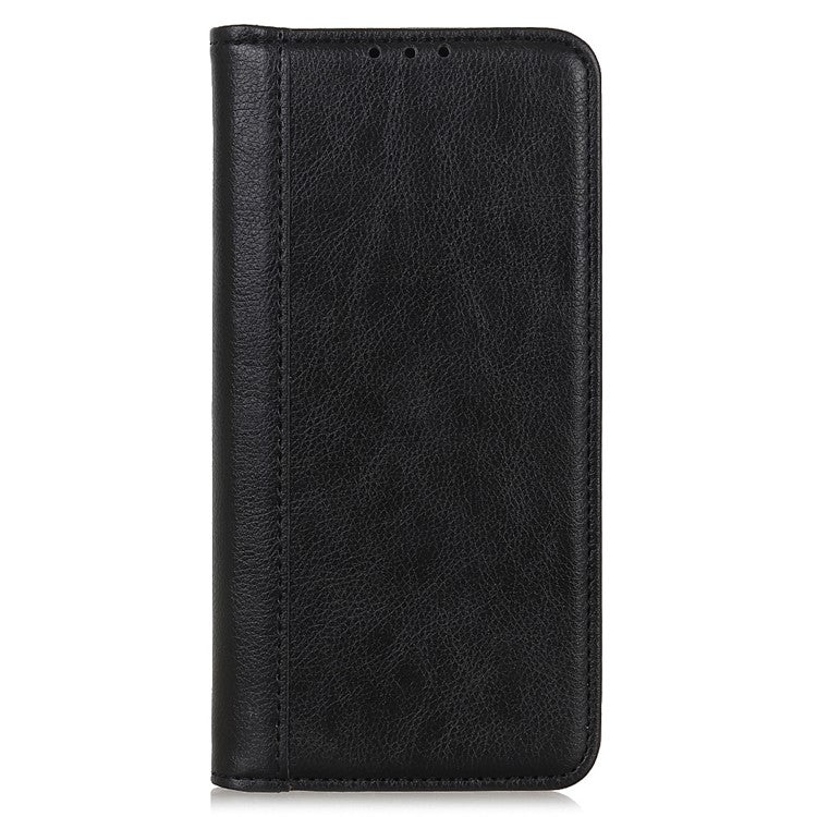 Magnetic Auto Closing Litchi Texture Split Leather Case Stand Wallet Phone Shell for Honor 50 Pro - Black