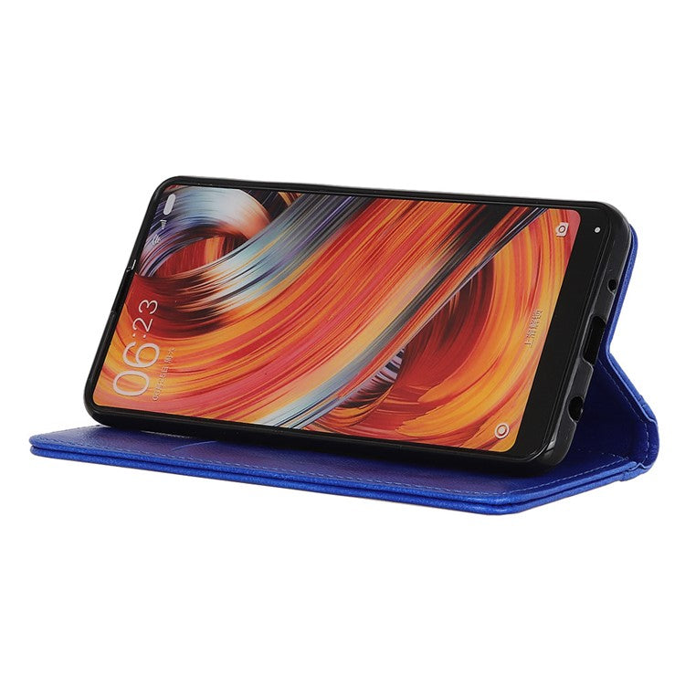 Auto Closing Magnet Litchi Texture Split Leather Phone Case with Stand Wallet for Honor 50 - Blue