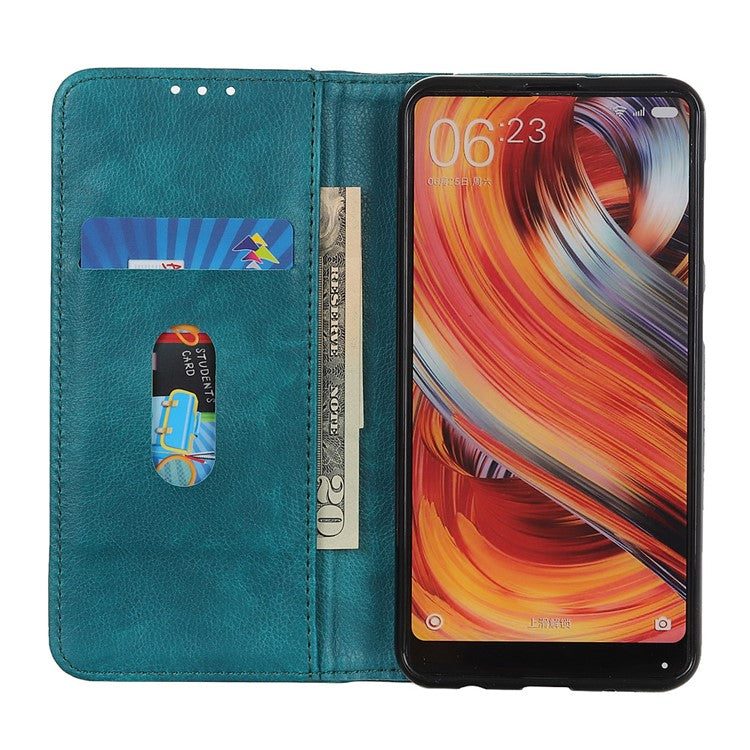 Auto Closing Magnet Litchi Texture Split Leather Phone Case with Stand Wallet for Honor 50 - Green