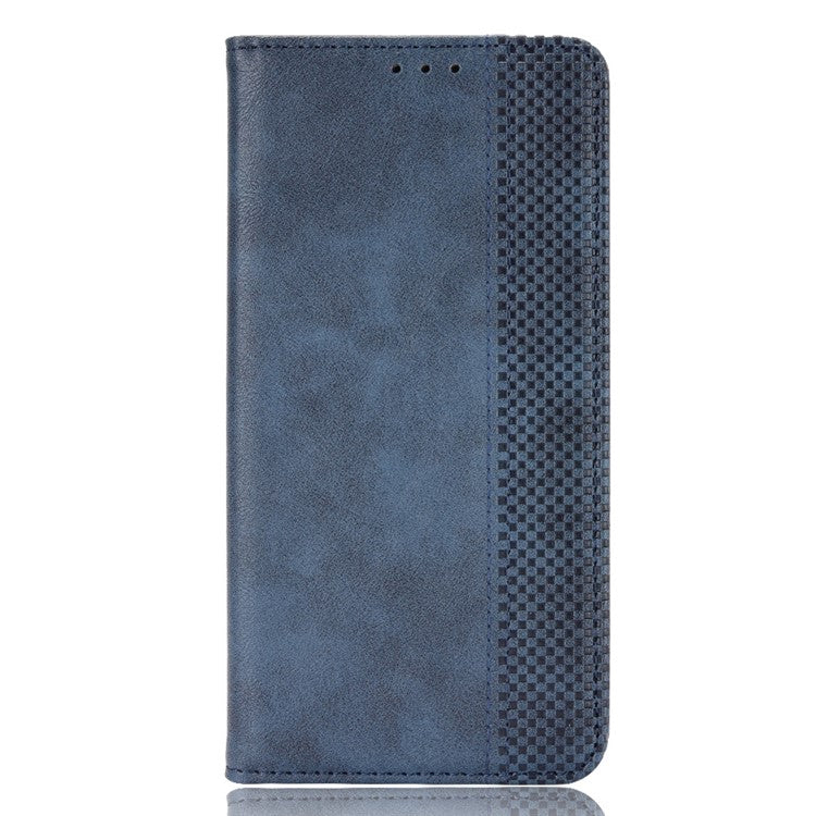 Scratch Resistant Case Wallet Retro Textured Surface Anti-Drop Phone Leather Stand Cover for Honor 50 - Blue