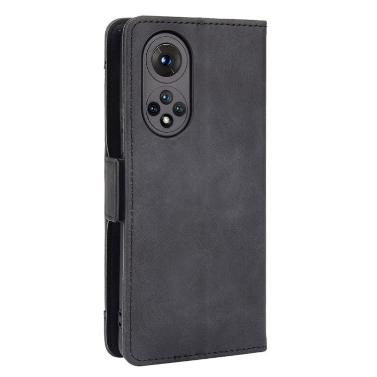 For Honor 50 Special Flip Phone Case Multiple Card Slot Design PU Leather Wallet Cover Protector - Black