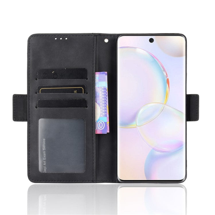 For Honor 50 Special Flip Phone Case Multiple Card Slot Design PU Leather Wallet Cover Protector - Black