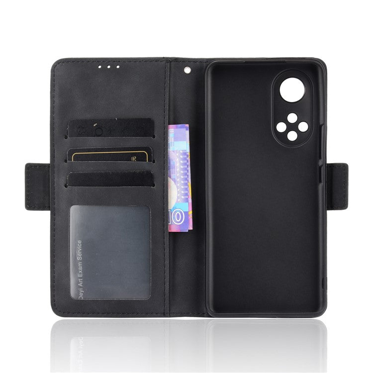 For Honor 50 Special Flip Phone Case Multiple Card Slot Design PU Leather Wallet Cover Protector - Black