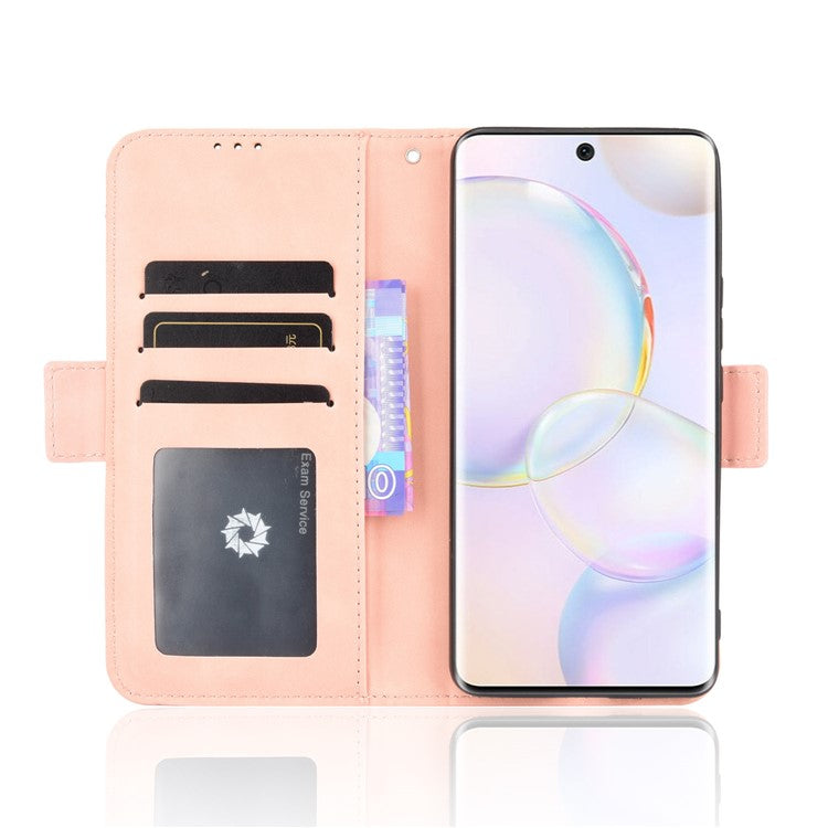 For Honor 50 Special Flip Phone Case Multiple Card Slot Design PU Leather Wallet Cover Protector - Pink