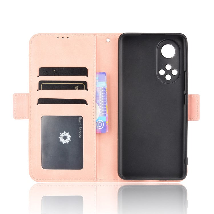 For Honor 50 Special Flip Phone Case Multiple Card Slot Design PU Leather Wallet Cover Protector - Pink
