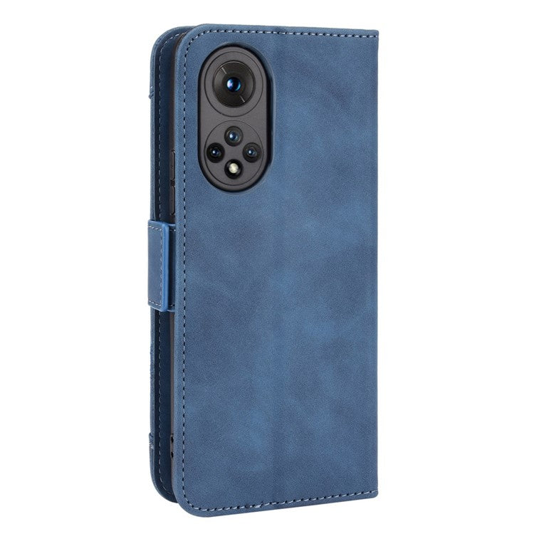 For Honor 50 Special Flip Phone Case Multiple Card Slot Design PU Leather Wallet Cover Protector - Blue