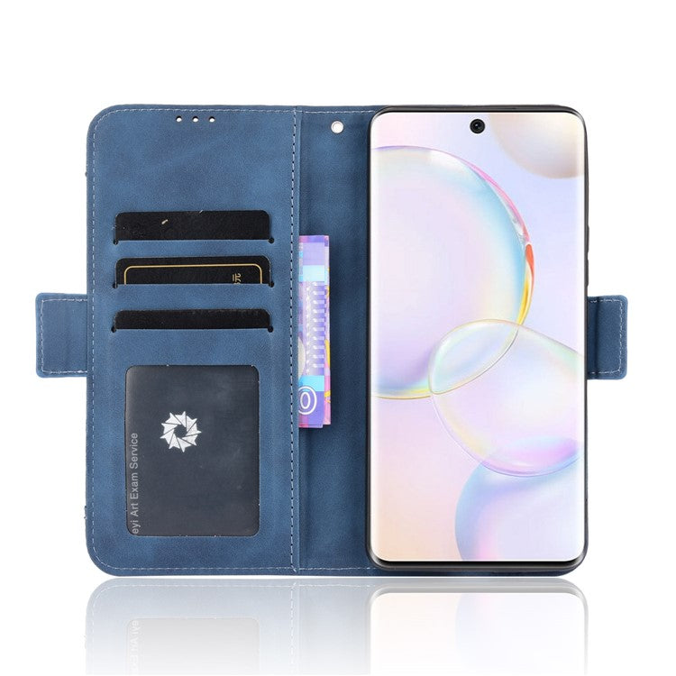 For Honor 50 Special Flip Phone Case Multiple Card Slot Design PU Leather Wallet Cover Protector - Blue