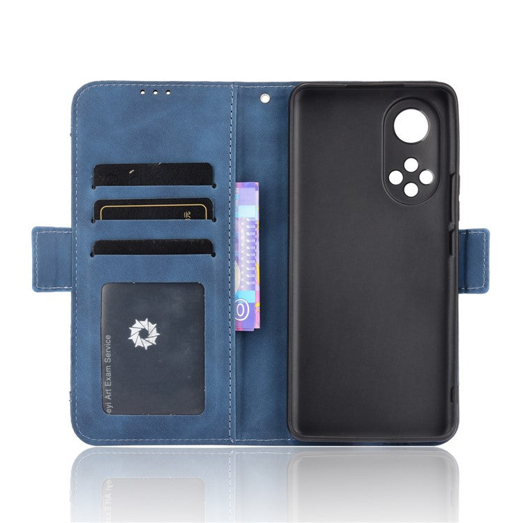 For Honor 50 Special Flip Phone Case Multiple Card Slot Design PU Leather Wallet Cover Protector - Blue
