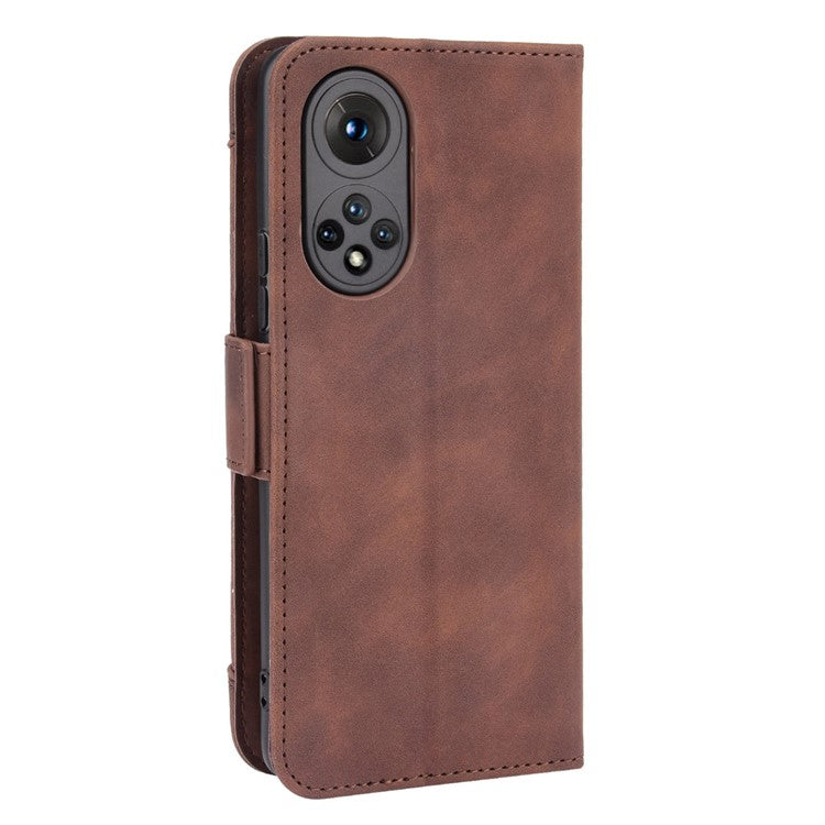 For Honor 50 Special Flip Phone Case Multiple Card Slot Design PU Leather Wallet Cover Protector - Brown