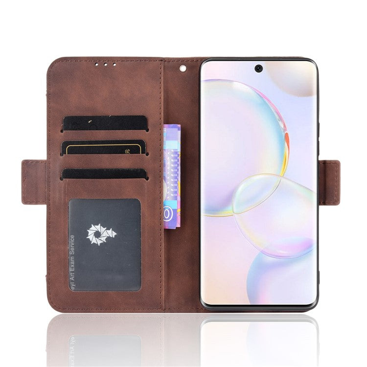 For Honor 50 Special Flip Phone Case Multiple Card Slot Design PU Leather Wallet Cover Protector - Brown
