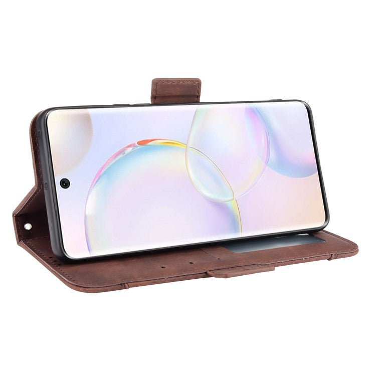 For Honor 50 Special Flip Phone Case Multiple Card Slot Design PU Leather Wallet Cover Protector - Brown
