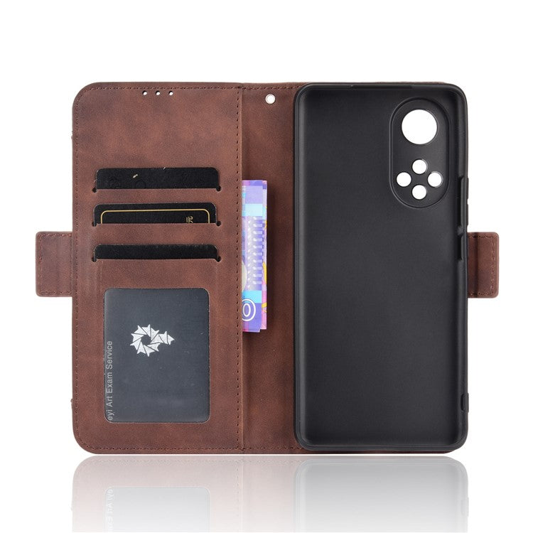 For Honor 50 Special Flip Phone Case Multiple Card Slot Design PU Leather Wallet Cover Protector - Brown