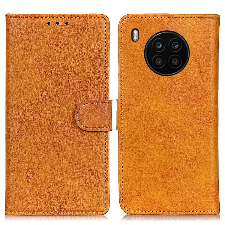 Adjustable Viewing Stand Magnetic Closure Wallet Design Leather Phone Cover for Huawei nova 8i/Honor 50 Lite - Brown