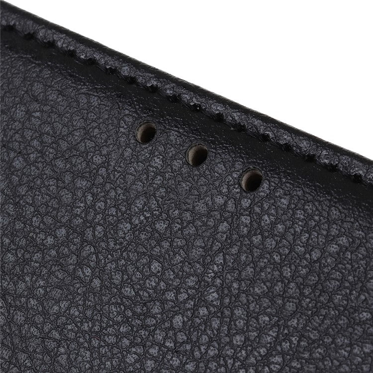 Wallet Stand Design Litchi Texture PU Leather Phone Case Cover Protector for Huawei nova 8i/Honor 50 Lite - Black