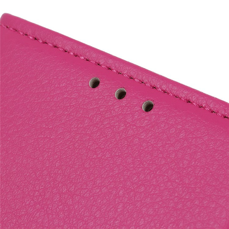 Wallet Stand Design Litchi Texture PU Leather Phone Case Cover Protector for Huawei nova 8i/Honor 50 Lite - Rose