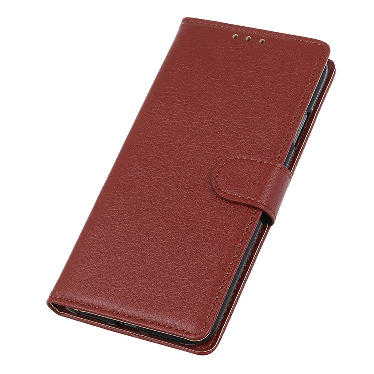 Wallet Stand Design Litchi Texture PU Leather Phone Case Cover Protector for Huawei nova 8i/Honor 50 Lite - Brown