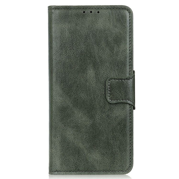 Dual-Sided Magnetic Clasp Crazy Horse Texture PU Leather Wallet Stand Phone Case Cover for Huawei nova 8i/Honor 50 Lite - Blackish Green