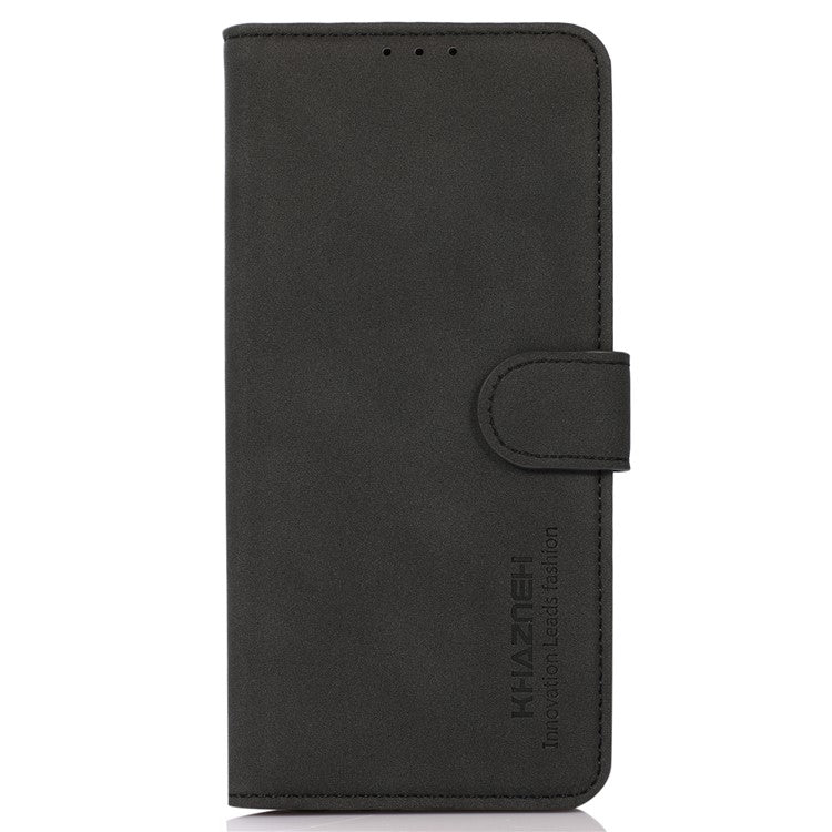 KHAZNEH Wallet Design Delicate Textured Leather Phone Cover Case with Adjustable Stand for Huawei nova 8i/Honor 50 Lite - Black