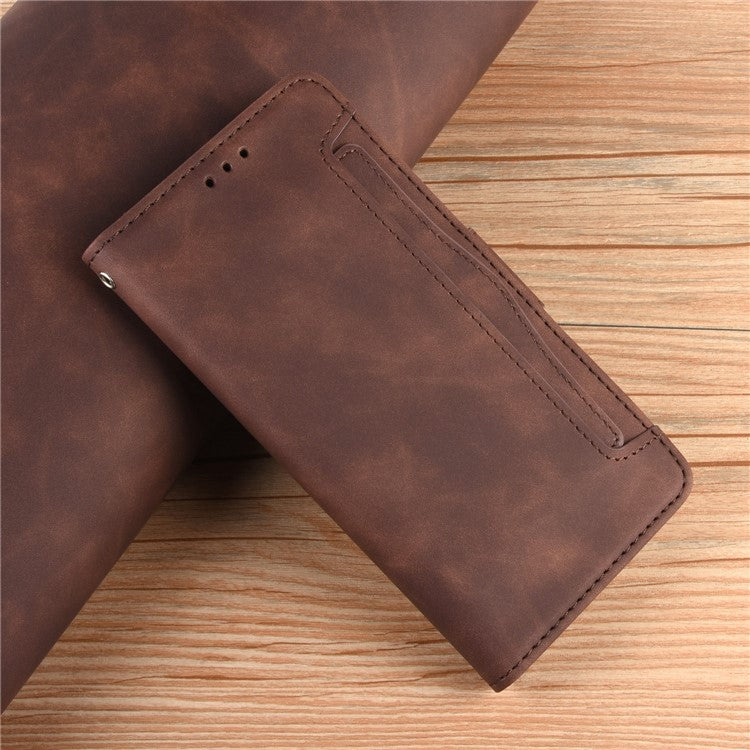 Special Phone Case Magnetic Closure Multiple Card Slots Design PU Leather Wallet Phone Cover for Huawei nova 9 Pro / Honor 50 Pro - Brown