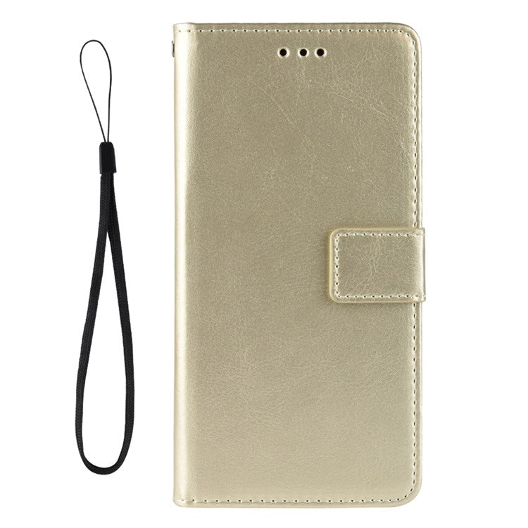 Fashionable Crazy Horse Texture PU Leather Wallet Magnetic Anti-Scratch Case with Wrist Strap for Huawei nova 9 Pro / Honor 50 Pro - Gold