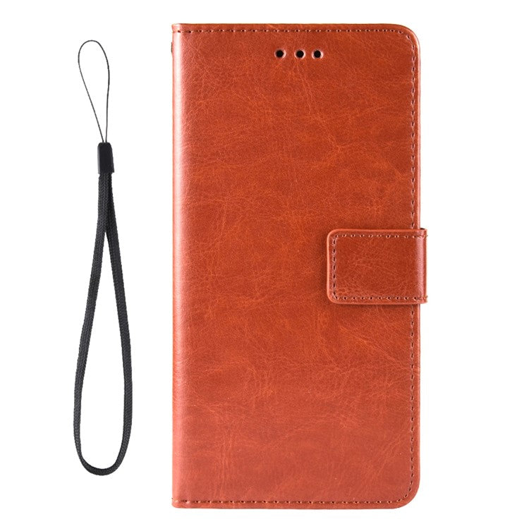 Fashionable Crazy Horse Texture PU Leather Wallet Magnetic Anti-Scratch Case with Wrist Strap for Huawei nova 9 Pro / Honor 50 Pro - Brown