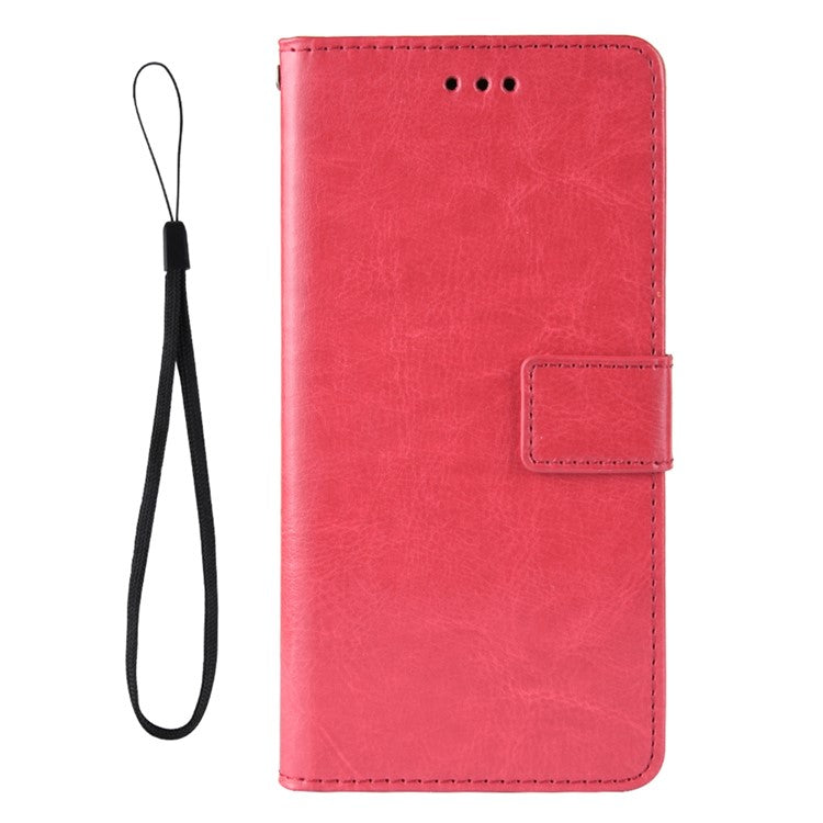 Fashionable Crazy Horse Texture PU Leather Wallet Magnetic Anti-Scratch Case with Wrist Strap for Huawei nova 9 Pro / Honor 50 Pro - Red