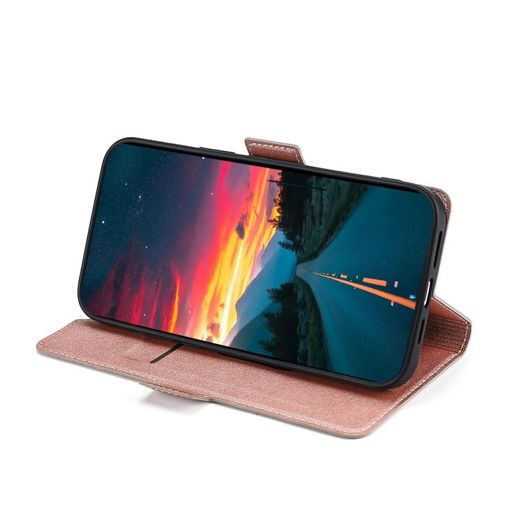 Strong Magnetic Closure Phone Cover Ultra-thin Leather Phone Case with Stand for Honor 50 - Rose Gold