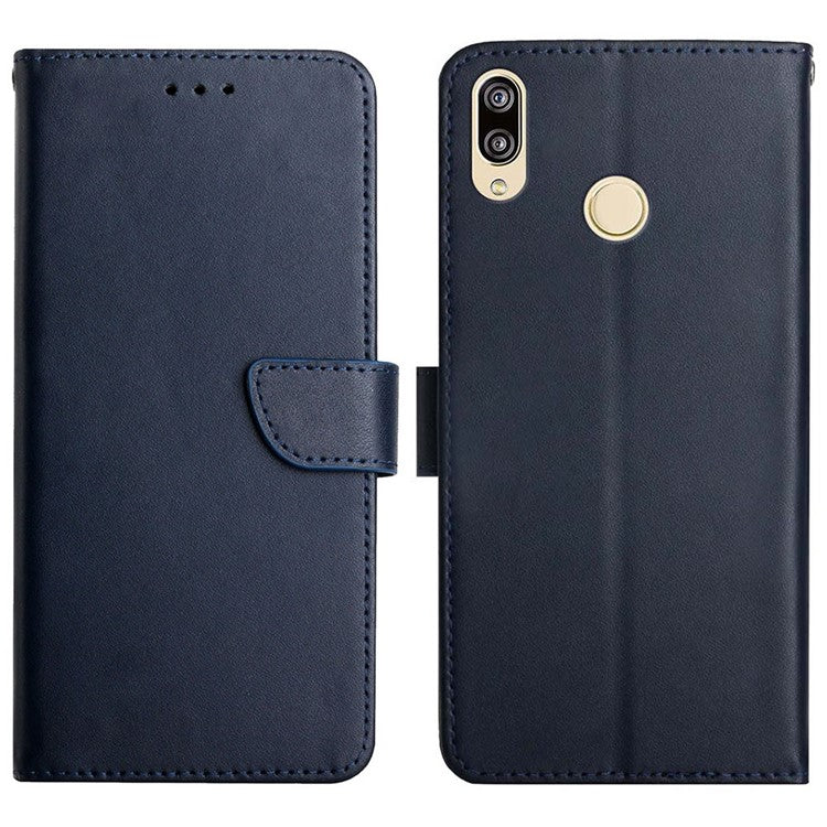Nappa Texture Protective Case Solid Color Adjustable Stand Wallet Genuine Leather Phone Cover Case for Huawei P20 Lite (2018)/Nova 3e (China) - Blue