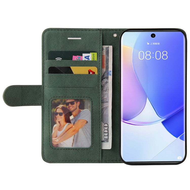 KT Leather Series-1 Anti-fingerprint Dual-Color Splicing Style Flip Phone Shell PU Leather Wallet Design Phone Case with Stand for Huawei nova 9 / Honor 50 - Green